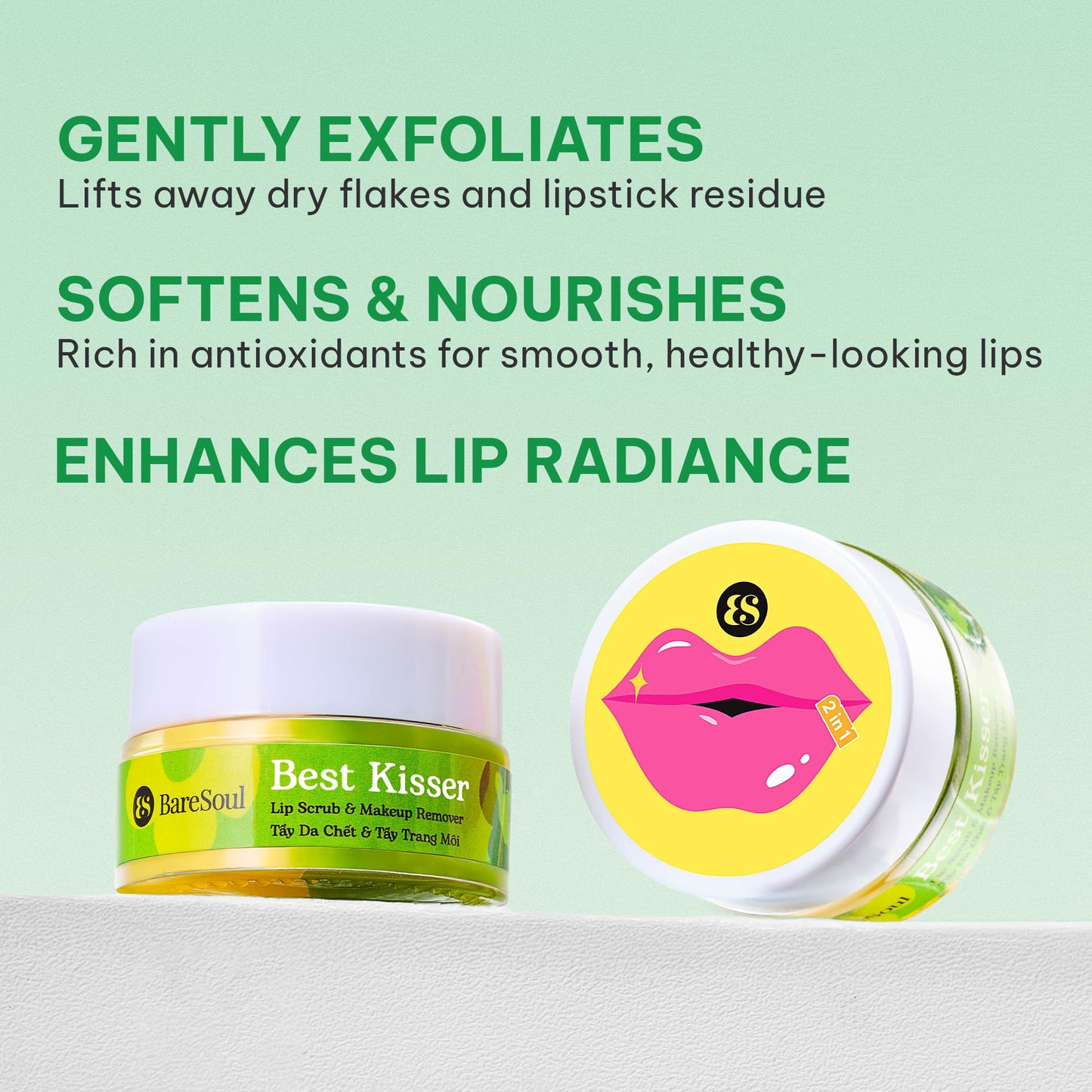 Best Kisser Lip Scrub & Makeup Remover 20g (0.71 Oz) - Organic Exfoliating Lip Scrub for Soft and Smooth Lips, Chapped Lips and Enhance Lip Care