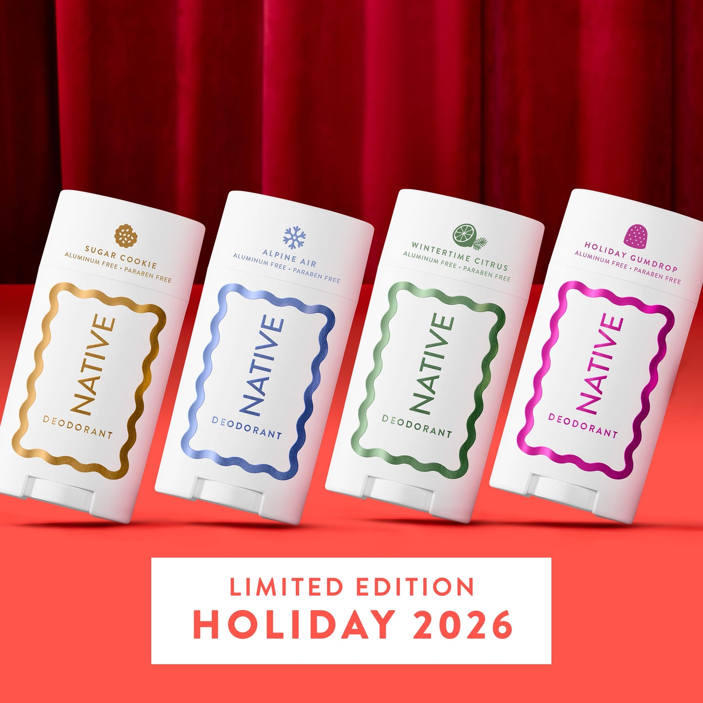 Native Deodorant, Holiday Edition, Holiday Gumdrop Scent, Contains Naturally Derived Ingredients, 72 Hour Odor Control | Deodorant for Women and Men, Aluminum Free with Baking Soda