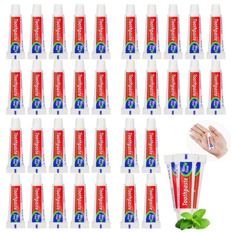 HAIFOTRVA 100 Tubes Bulk Travel Size Toothpaste,0.176 oz Extra Small Toothpaste Travel Size Bulk Mint Mini Disposable Toothpaste for Hotel,Guests,Homeless,Charity(Too Small, Only Good for Single Use)