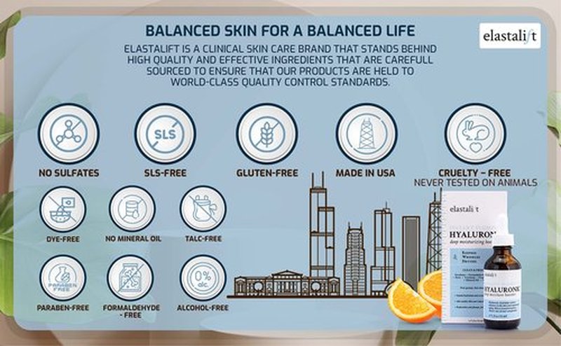 Elastalift Hyaluronic Acid Facial Serum - Hydrating, Firming, & Plumping Face Serum for Anti-Aging - 1 oz