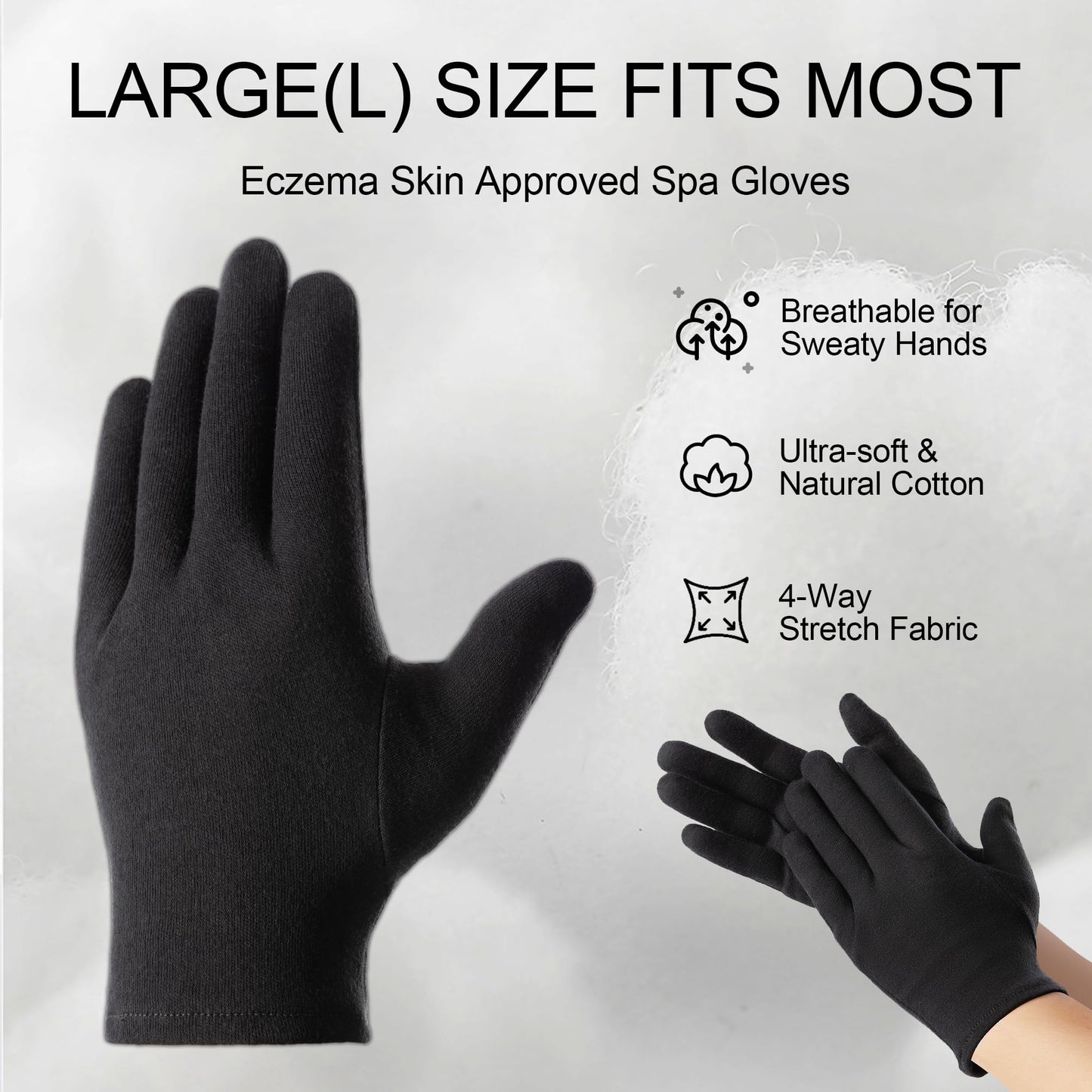 BESSLEE 12 Pairs Cotton Moisturizing Gloves and Socks Set, Loose-fit, Black