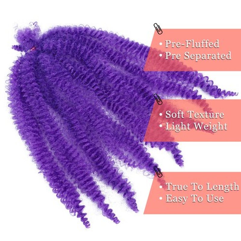 Marley Hair 10 Inch 7 Packs Purple Marley Twist Braiding Hair for Soft Locs Crochet Hair Pre Separated Springy Afro Twist Hair Cuban Twist Hair Pre Fluffed Spring Twist Hair Extensions (10",Purple)