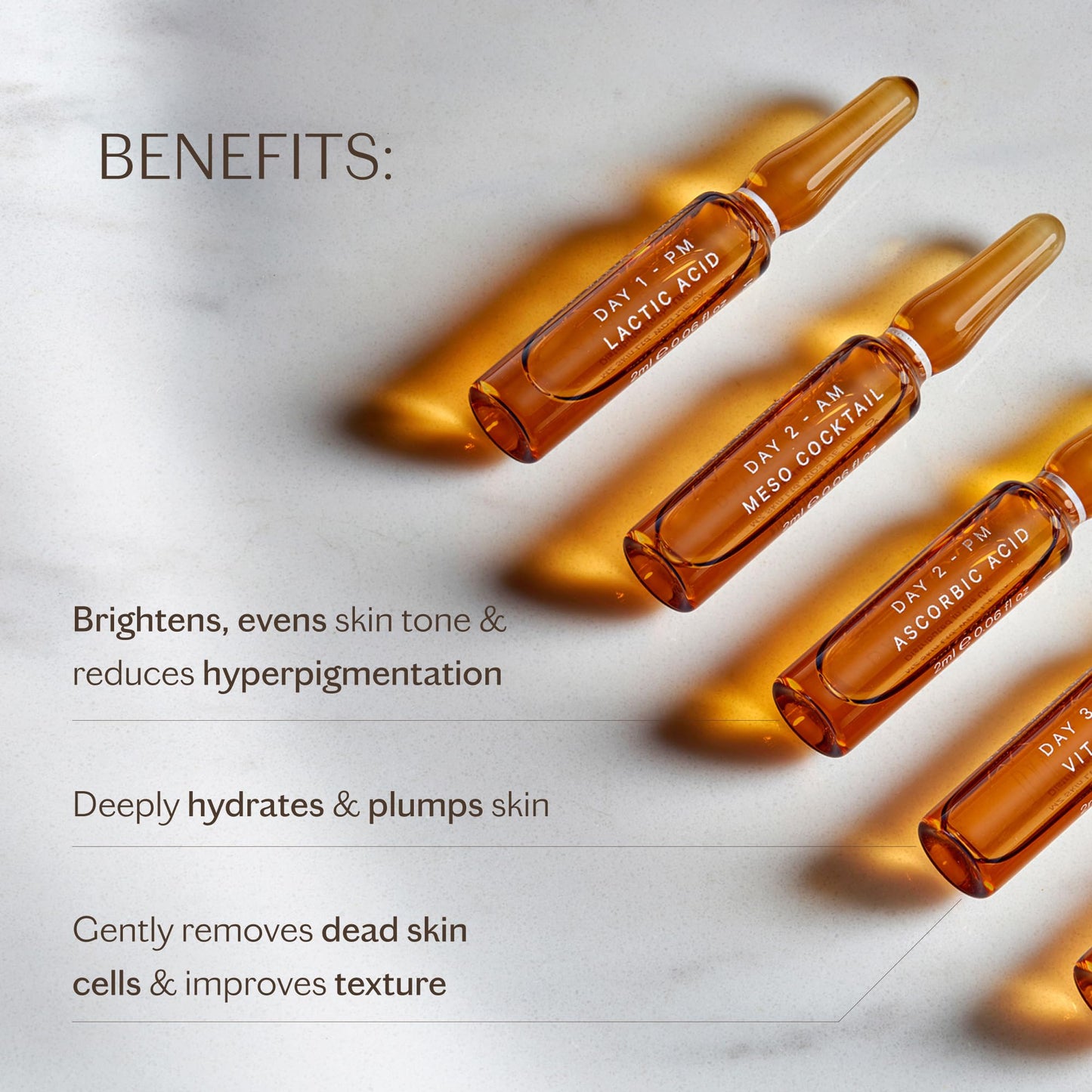 MZ SKIN Glow Boost Ampoules .06 fl oz x 10 | 5-Day Brightening Treatment with Vitamin C, Glycolic & Lactic Acid | Enhances Radiance for Dull, Uneven Skin