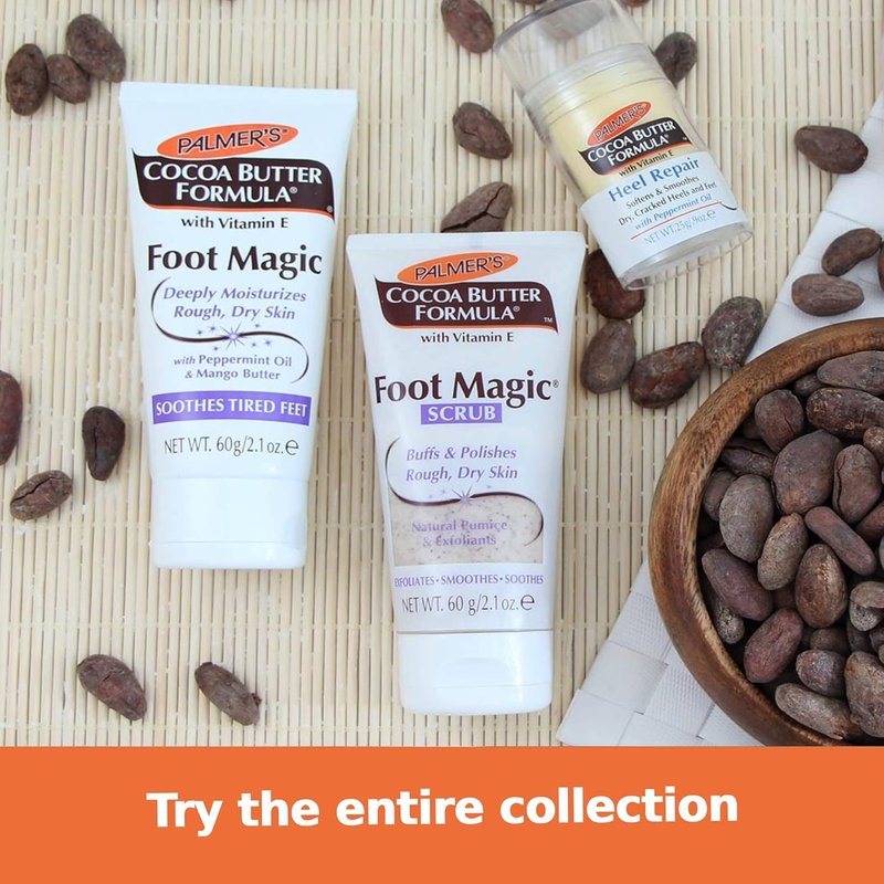 Palmer's Cocoa Butter Foot Magic - Exfoliating Foot Scrub with Vitamin E for Dry, Cracked Feet | 2.1 Ounce
