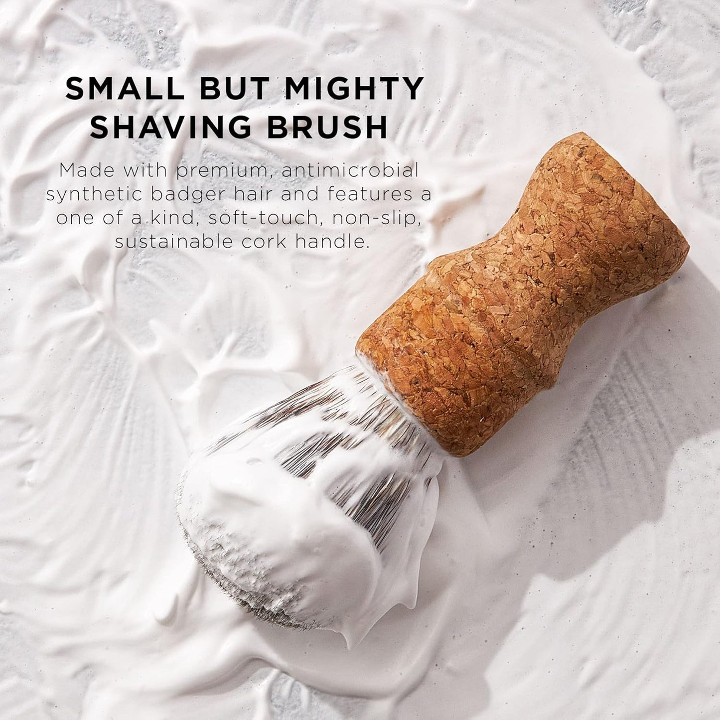 Sustainable Cork Handle Shave Brush - Premium Synthetic Hair | Eco-Friendly Design