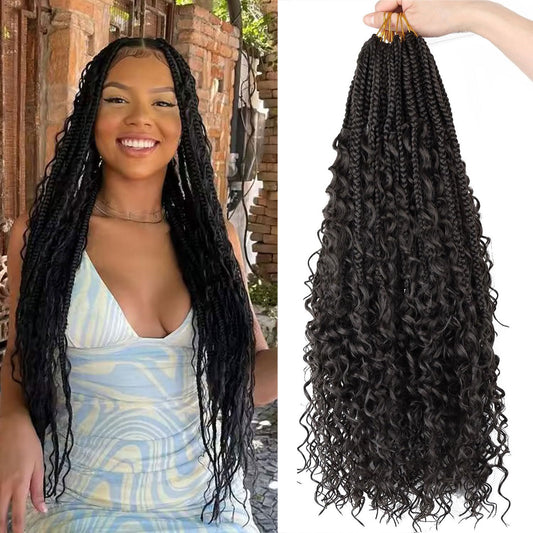 24 Inch Goddess Box Braids Crochet Hair for Black Women 8 Packs Crochet Box Braids Pre-looped Boho Box Braids Crochet Braids Synthetic Braiding Hair Extension #4