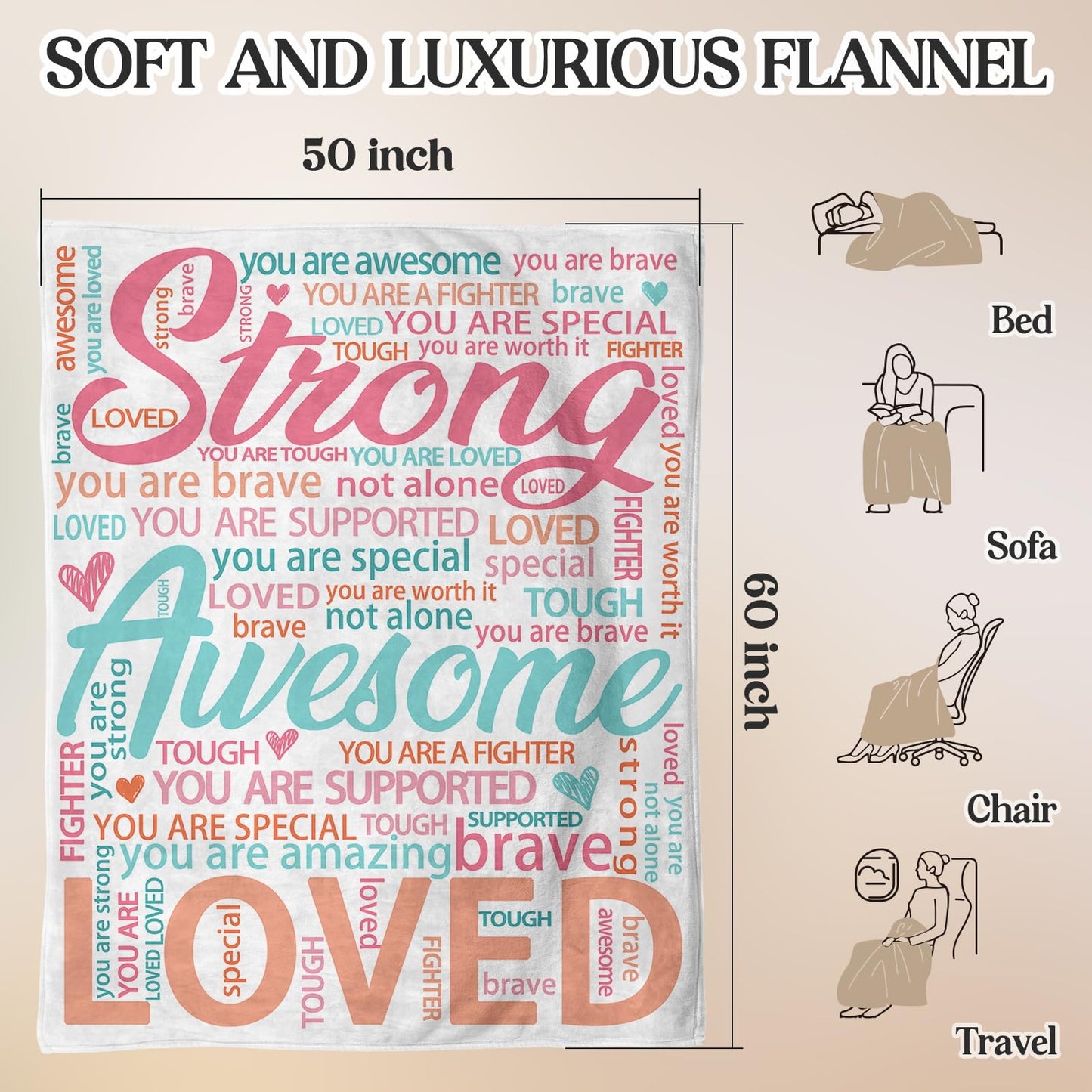 Super Soft Hug Blanket for Women 50"x60" Thinking of You Gift for Her