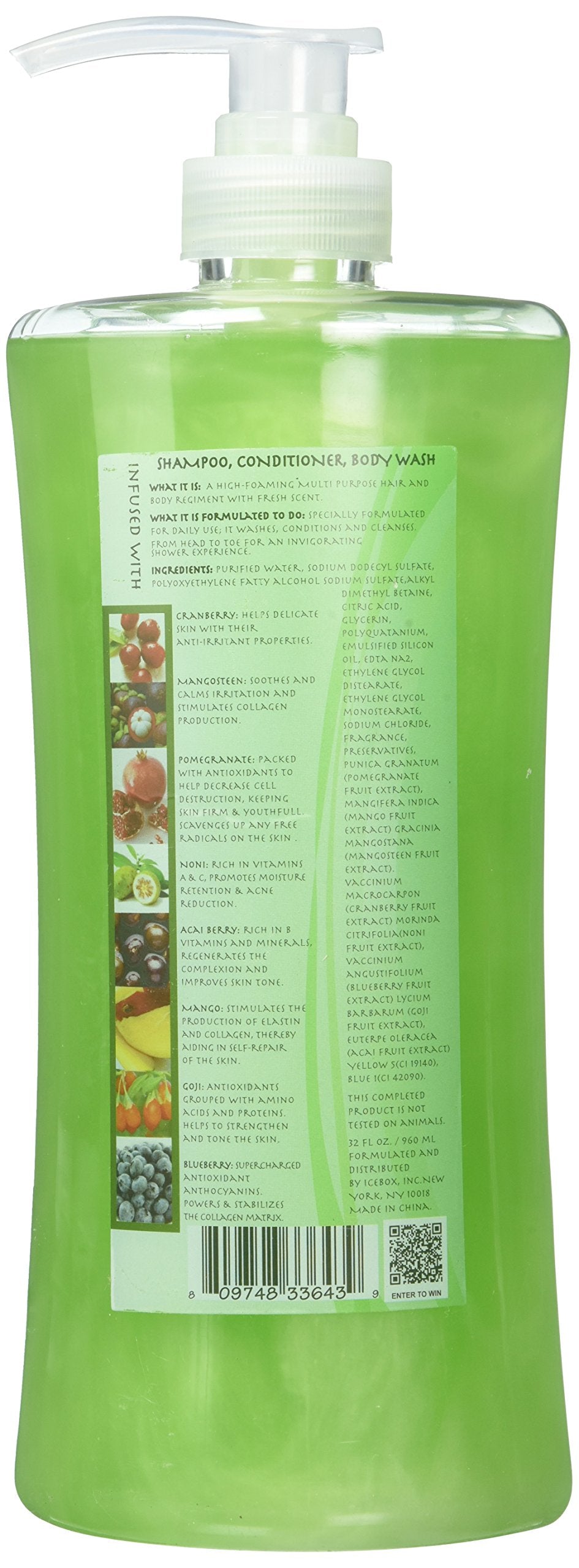 Scented Secrets 3 In 1 Shampoo, Conditioner and Body Wash, Cucumber Green Tea Melon, 32 Ounce