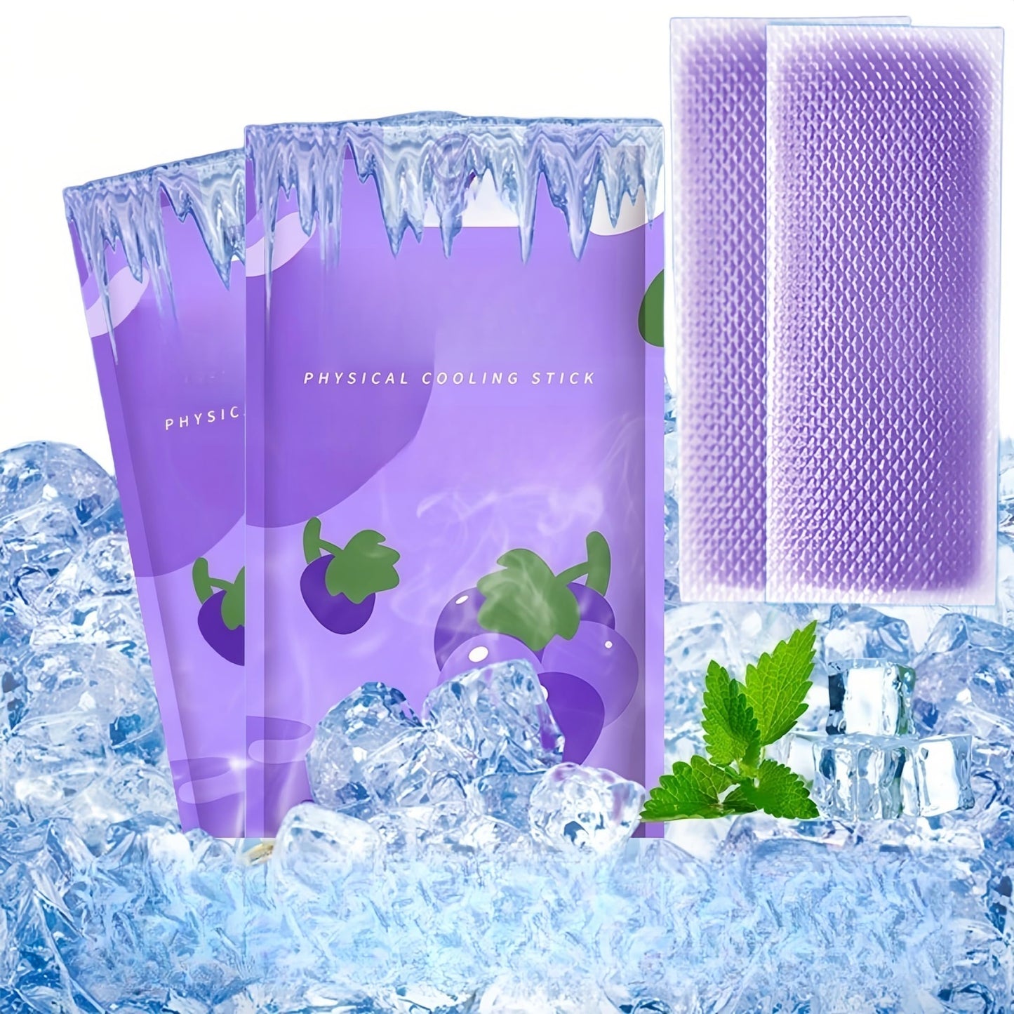 Cooling Gel Patches 20 Pack - 8 Hour Ice Cold Relief for Forehead, Neck & Body | Grape Mint Scented | Instant Temperature Drop for Sunburn, Workouts, | Hypoallergenic, Non-Irritating & Portable