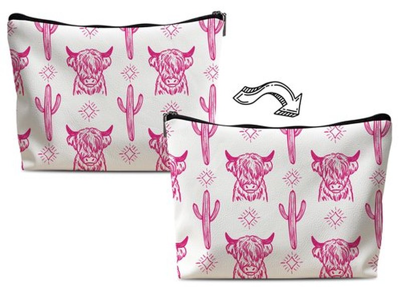 Lacosu Western Makeup Bag,Western Gifts For Women,Cow Makeup Bag,Cowgirl Stuff,Western Stuff For Women,Western Gifts,Cowgirl Gifts(Leather COW L)