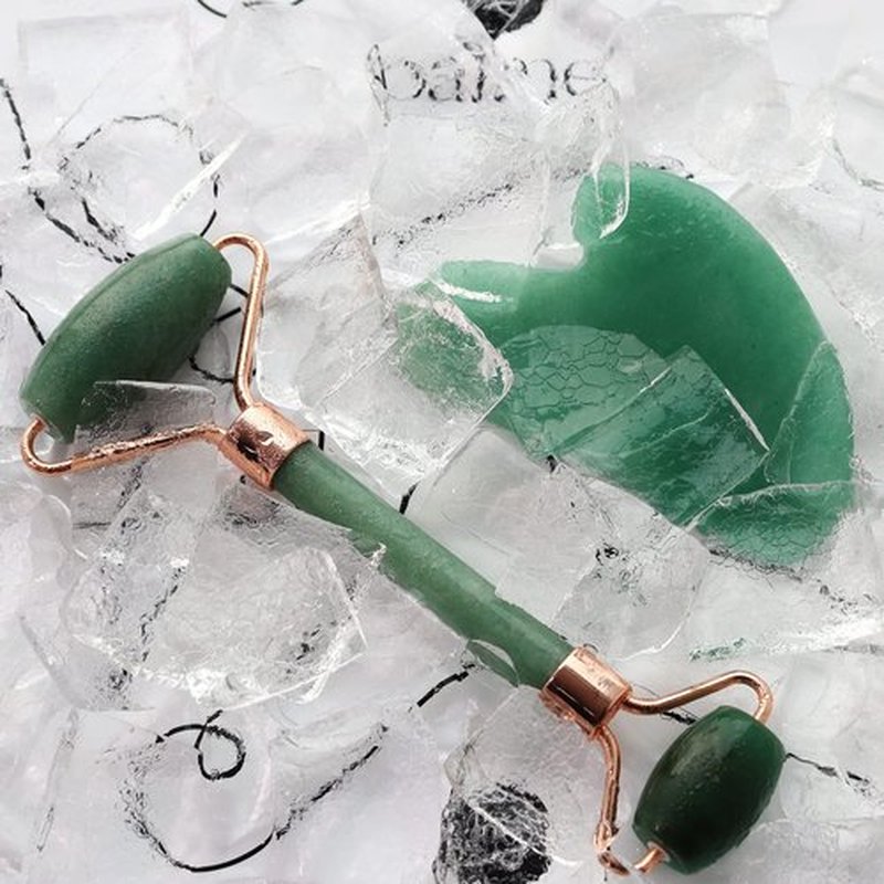 BAIMEI Jade Roller & Gua Sha Set Face Roller and Gua Sha Facial Tools for Skin Care Routine and Puffiness, Self Care Gift for Men Women - Green Aventurine
