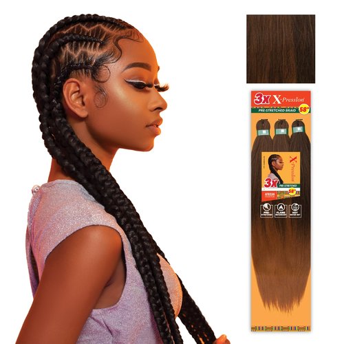 Sensationnel Xpression prestretched braiding hair - 3x xpression 58inch kanekalon fiber flame retardant smooth yaki braid - 3x x-pression 58 inch (4 pack, SM1B/30)