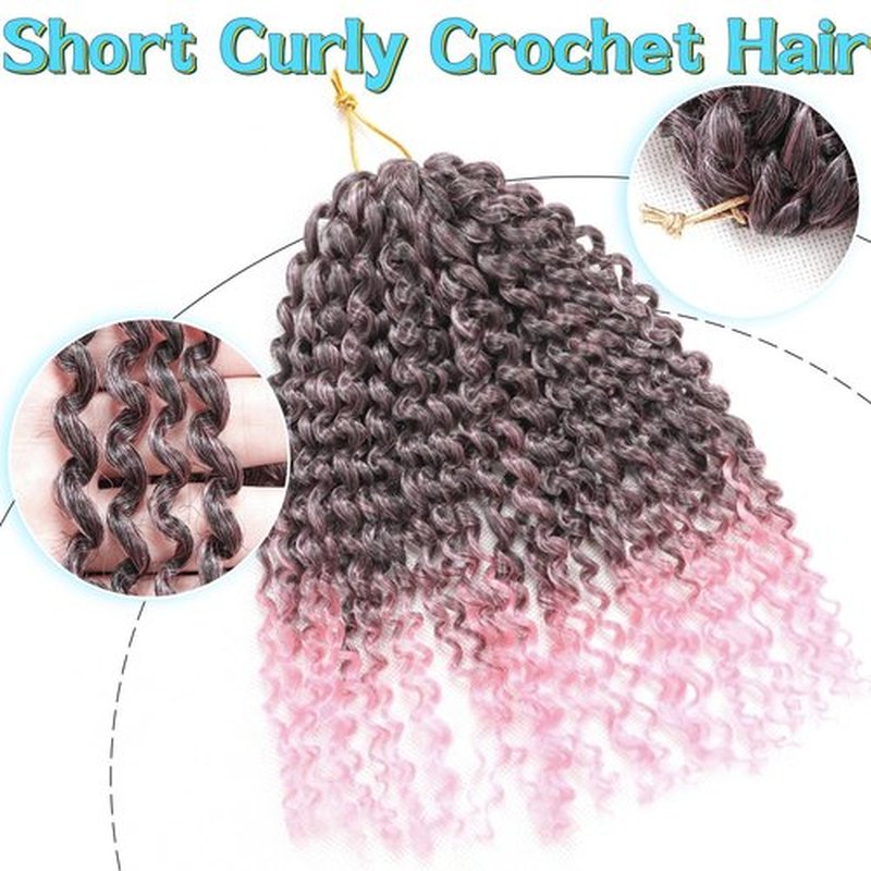 8 Inch Short Passion Twist Hair 6 Bundles Kinky Curly Crochet Hair for Black Women Curly Braiding Hair Crochet Braids Hair (6Bundles8 Inch, 1B/Pink)