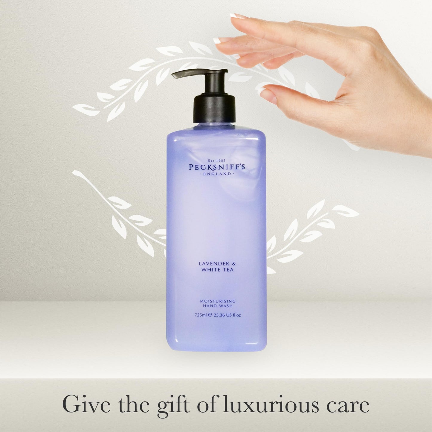 Pecksniff's Lavender & White Tea Hand Wash – Luxury Liquid Hand Soap 725 ml/24.52 fl oz, Softening, Hydrating, Revitalising, Cruelty-Free, Made in England