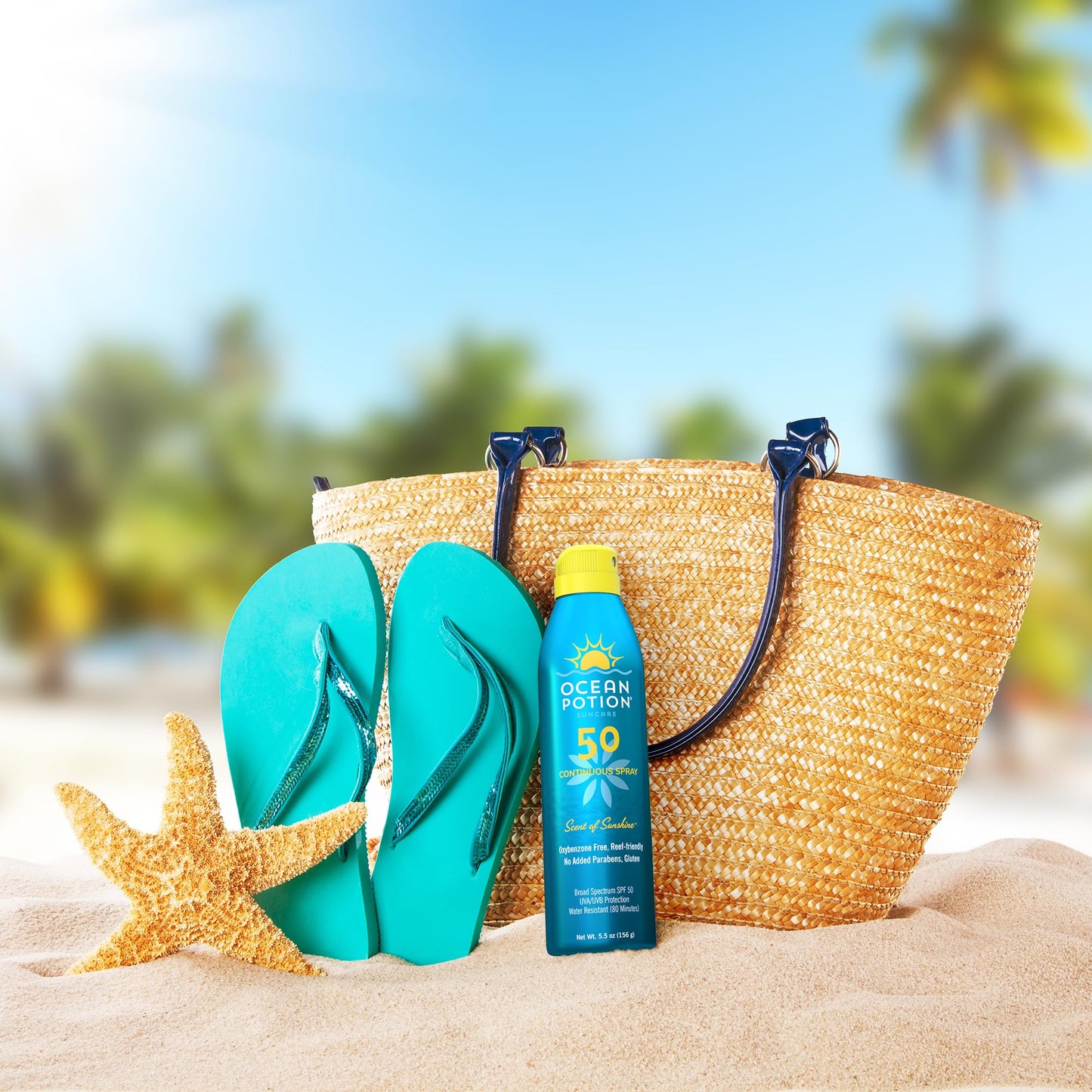Ocean Potion Sun Care Continuous Sunscreen Spray SPF 50, Broad Spectrum UVA/UVB Protection Body Spray with Vitamin E & Aloe, Non-Greasy, Water-Resistant, 5.5 oz