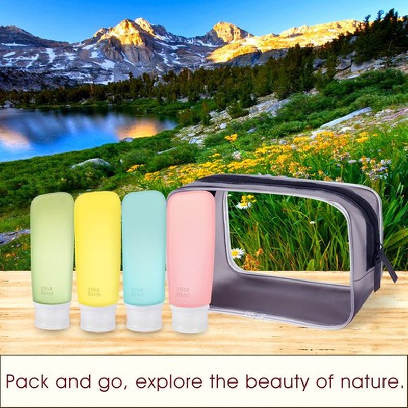INSFIT Travel Bottles for Toiletries, 3oz Travel Containers for Toiletries Leakproof BPA Free TSA Approved Squeezable Silicone Tubes Travel Accessories with Labels Pink