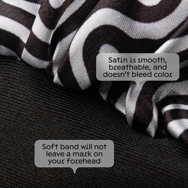 Niagara Satin Bonnet Men - Black & White Bonnet for Sleeping Men - Reversible Night Cap - Mens Bonnet for Curly Hair - Large Bonnet with Double Layer