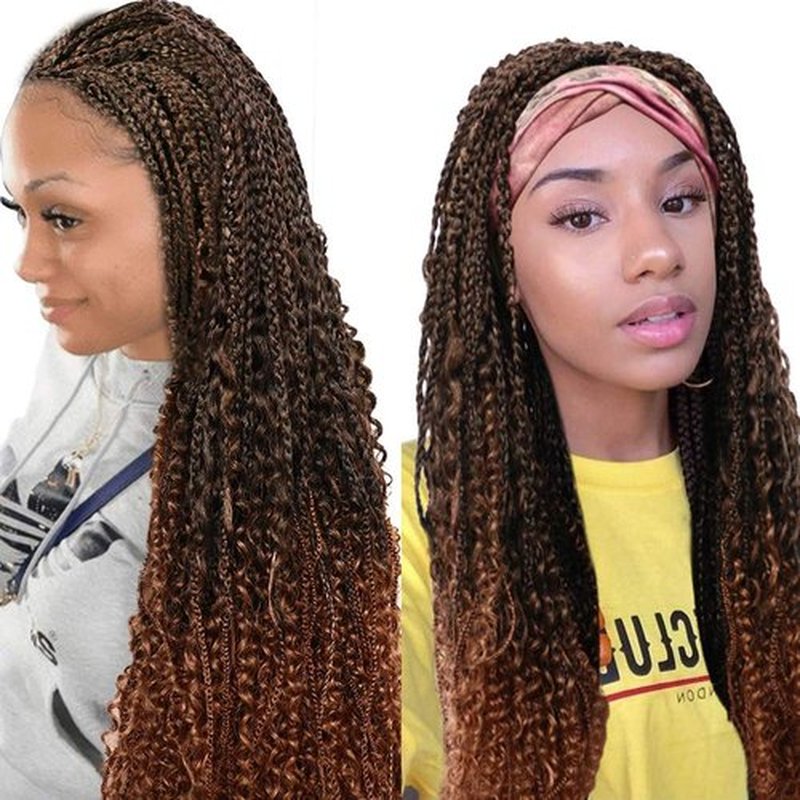 Goddess Box Braids Crochet Hair-7 Packs Crochet Braids for Black Women 12 Inch Crochet Braids with Curly Ends (Bohomian 12 Inch 7 Packs, T30#)