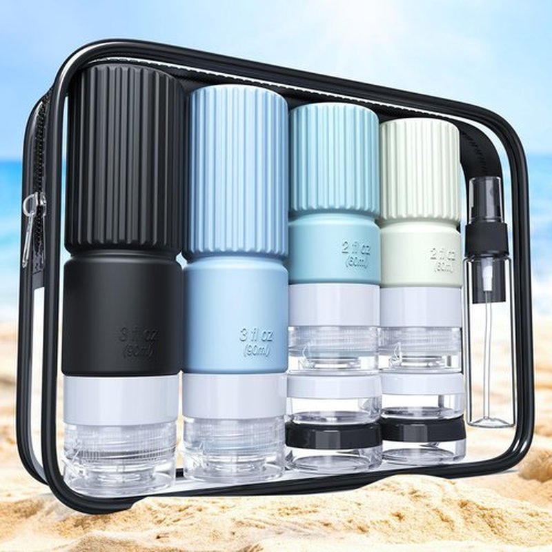 18 pack Travel Bottles for Toiletries,TSA Approved Silicone Travel Bottle Set Containers jar for Toiletries,Leak Proof 3oz Refillable Liqus Shampoo and Conditioner Travel Essentials toiletry Bottles