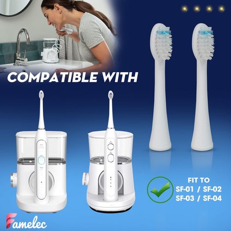 FAMELEC Brush Heads for Waterpik Replacement Heads SF-03 SF-04, Replacement Heads for Water Pik Sonic Fusion 2.0 SF-01 SF-02 Electric Toothbrush with Covers, Soft Bristles, 10 Pack, White