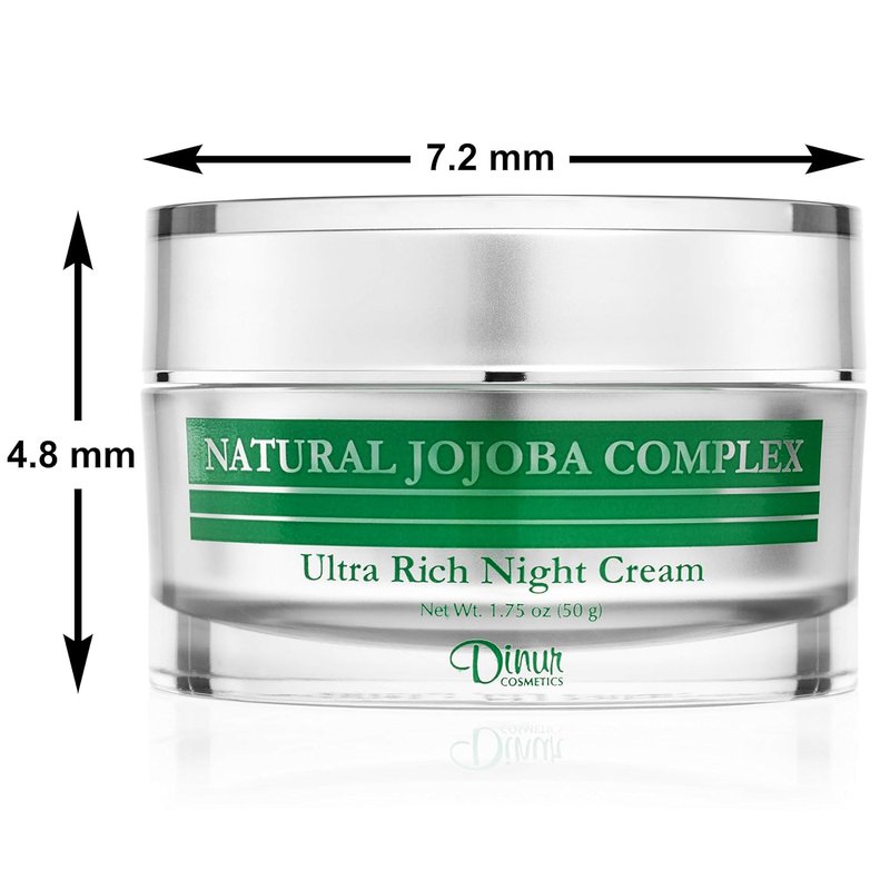 Dinur Cosmetics Jojoba Night Cream - Ultra Hydrating Moisturizer for Dry Skin | 1.75 oz/50 g
