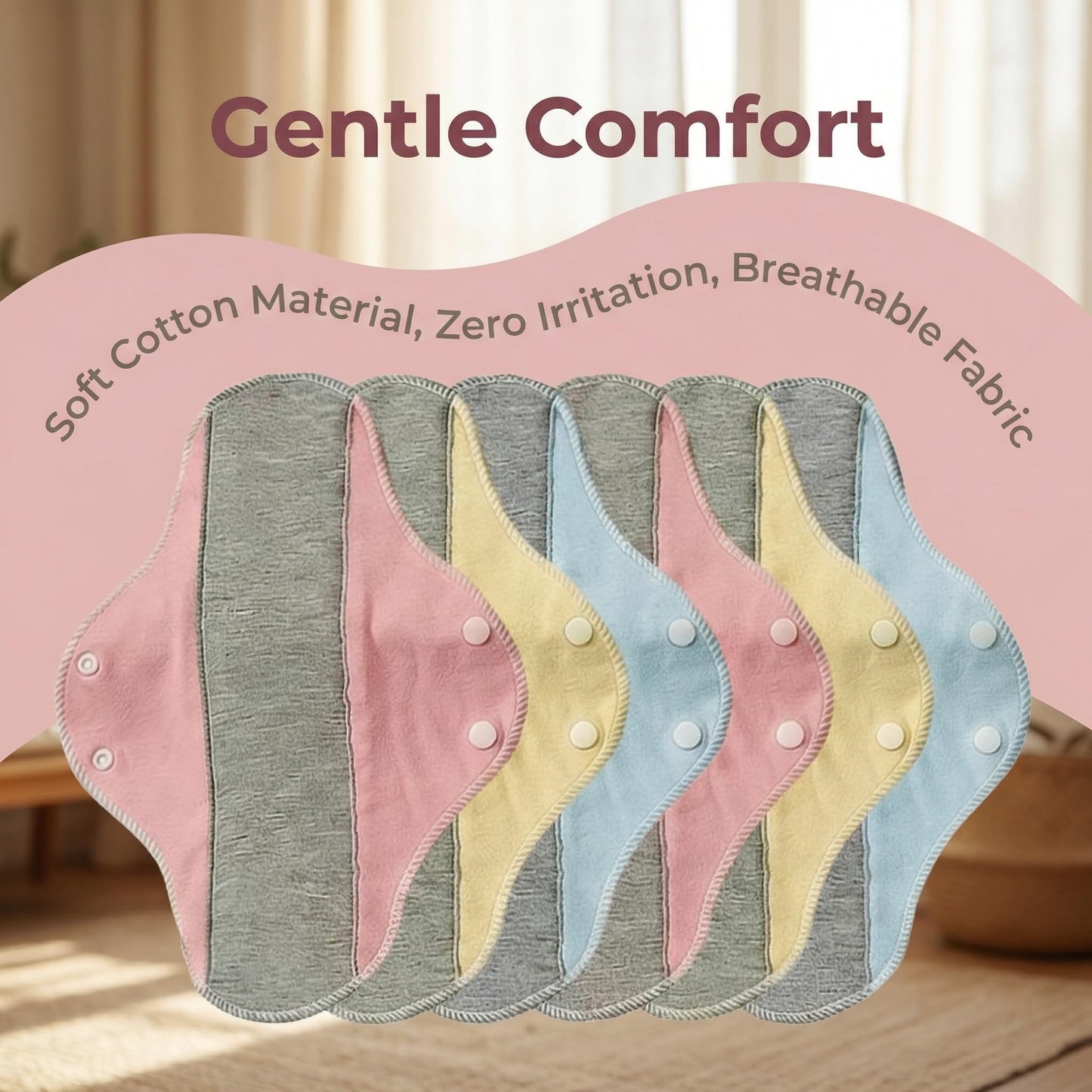 DI YUNDUO Reusable Washable Incontinence Pads for Women | Leak-Proof, Waterproof & Breathable | Pure Cotton & Bladder Leak Protection (Multicolor 6)