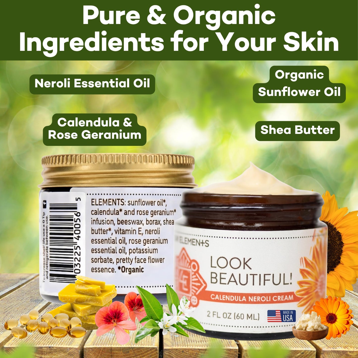Four Elements Calendula Neroli Face Cream 2oz | Organic Moisturizer