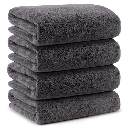 Orighty Bath Towels Pack of 4(27’’ x 54’’) - Soft Feel Bath Towel Sets, Highly Absorbent Microfiber Towels for Body, Quick Drying, Microfiber Bath Towels for Sport, Yoga, SPA, Fitness - Grey
