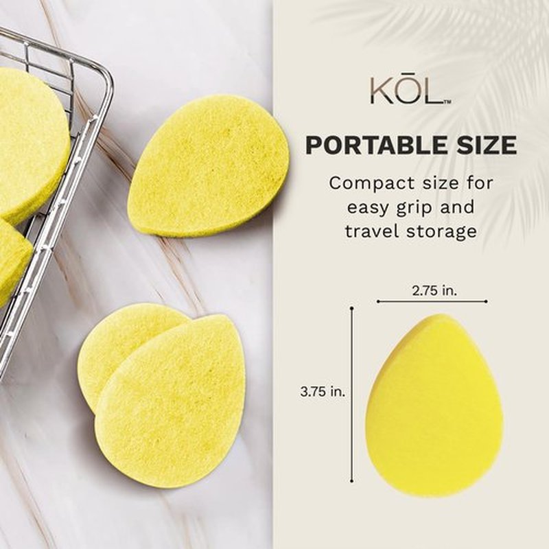 KOL Face Scrubber, Lemon Infused Exfoliating Facial Cleansing Pads, Disposable Exfoliator Face Sponge for Daily Face Cleaning and Makeup Removal, 6 Count