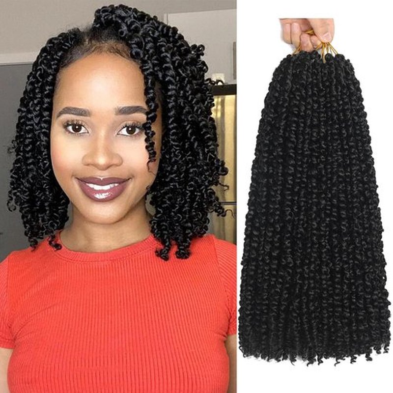 12 Inch Passion Twist Crochet Hair 1B# 8 Packs Passion Twist Crochet Hair Pre looped Natural Balck Water Wave Hair Pre Twisted Crochet Hair for Women