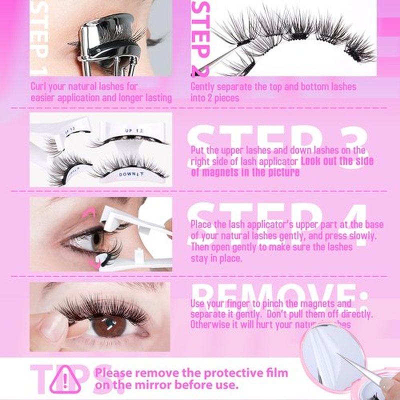 JIMIRE Magnetic Eyelashes Natural Look 2 Pairs Cat Eye Magnetic Lashes with Applicator Reusable Magnetic Eyelashes without Eyeliner No Glue Needed Magnetic Lashes Wispy Eyelashes Easy to Apply