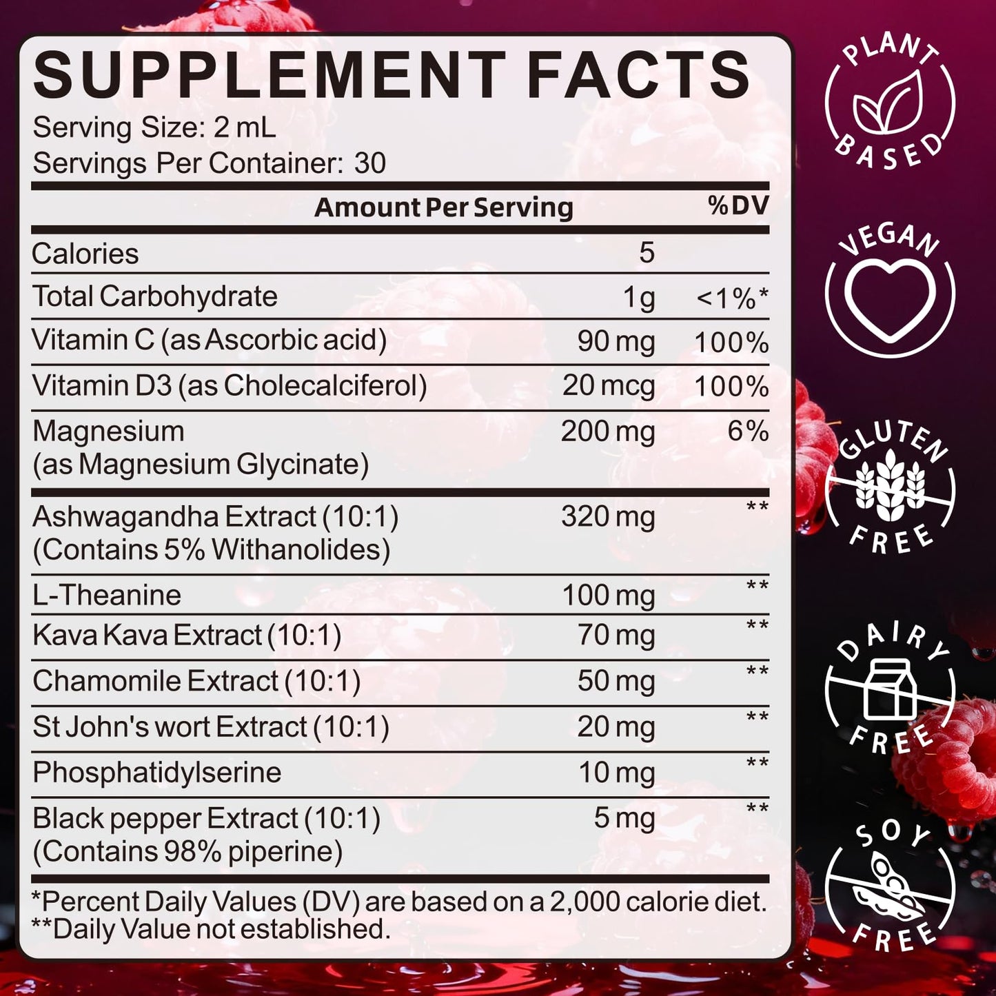 Cortisol Reducer for Women & Men with Magnesium Glycinate, Ashwagandha, L-Theanine - Supports Stress Relief, Sleep & Heart Health, Nerves, Muscles - 2 Fl Oz