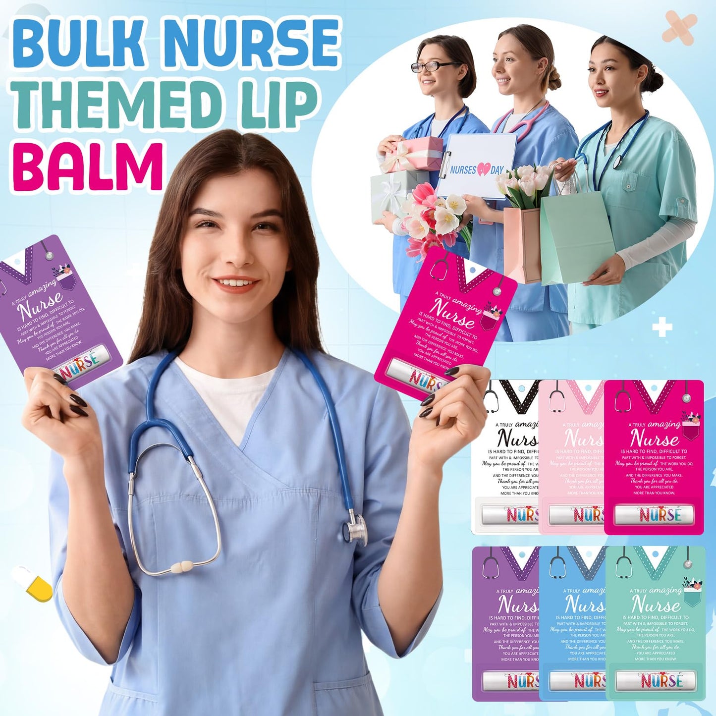 Dansib Nurse Week Appreciation Gifts Bulk Lip Balms Inspirational Thank You Nursing Gifts for Hospital Staff Employees CNA RN Student Graduation 2026(24 Pack)