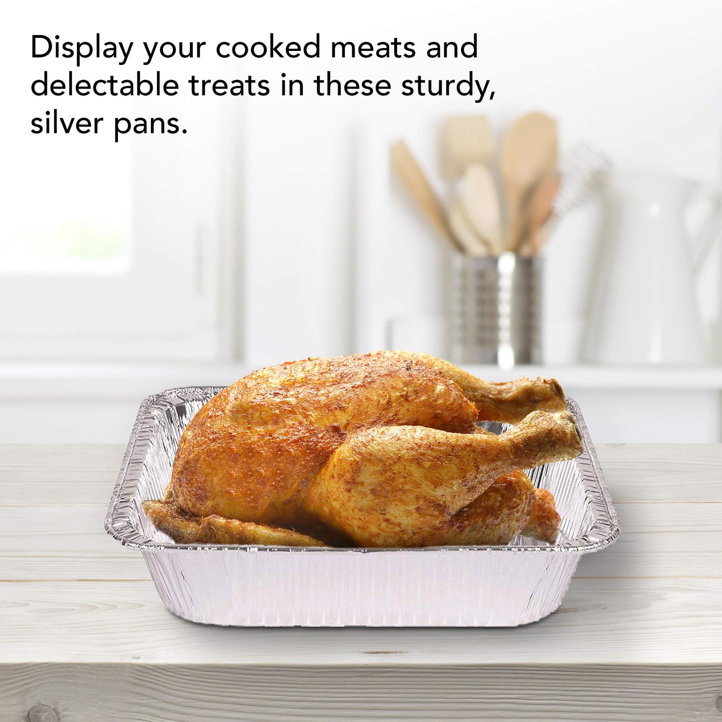 Stock Your Home Aluminum Pans 9x13 Disposable Foil Baking Pans (Pack Of 100) - Half Size Steam Table Deep Pans - Tin Foil Pans Great for Cooking, Heating, Storing, Prepping Food