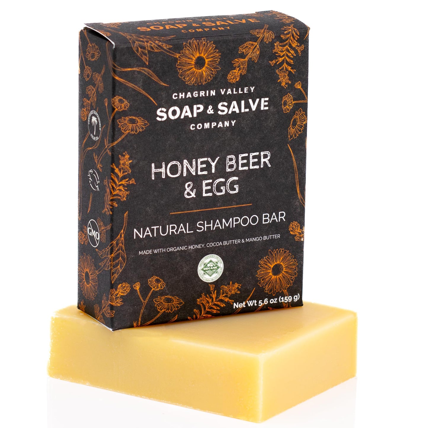 Organic Beer & Honey Shampoo Bar for Normal to Dry, Coily Hair - Sulfate-Free, Volumizing, Hydrating with Cocoa Butter, Rosemary Oil, Coconut Oil - Travel Size Bar Soap, 5.6 oz for Women & Men