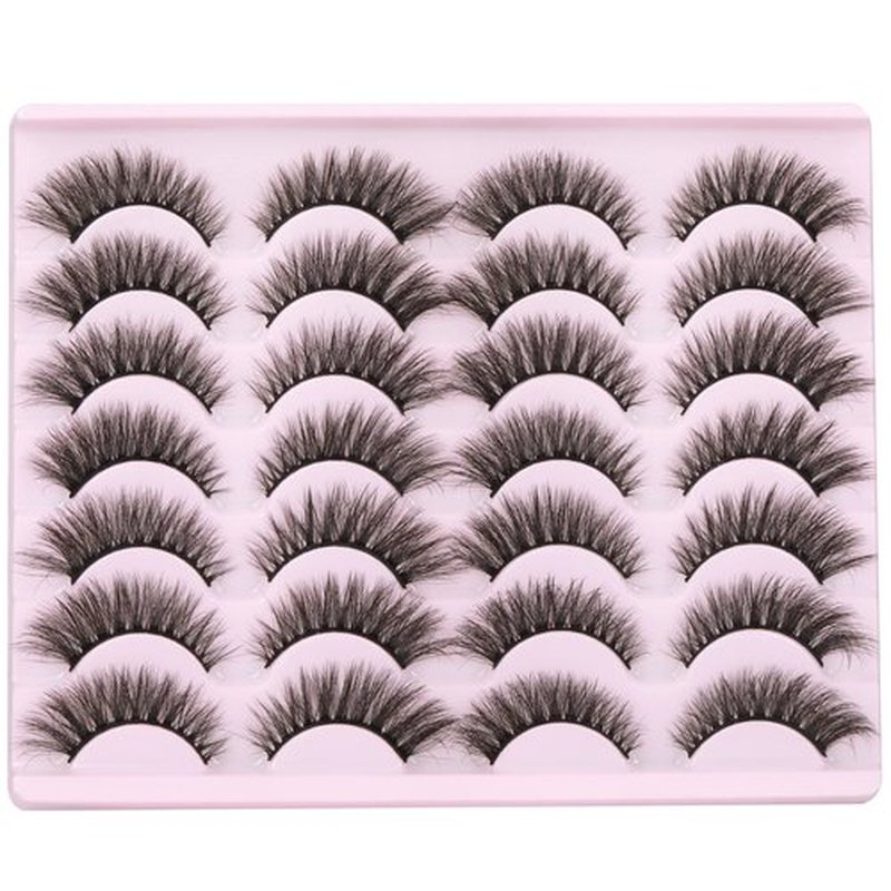 Wispy Mink Lashes Natural False Eyelashes Fluffy 16mm Cat Eye Lashes Pack 5D 14 Pairs Fake Eyelashes by TNFVLONEINS