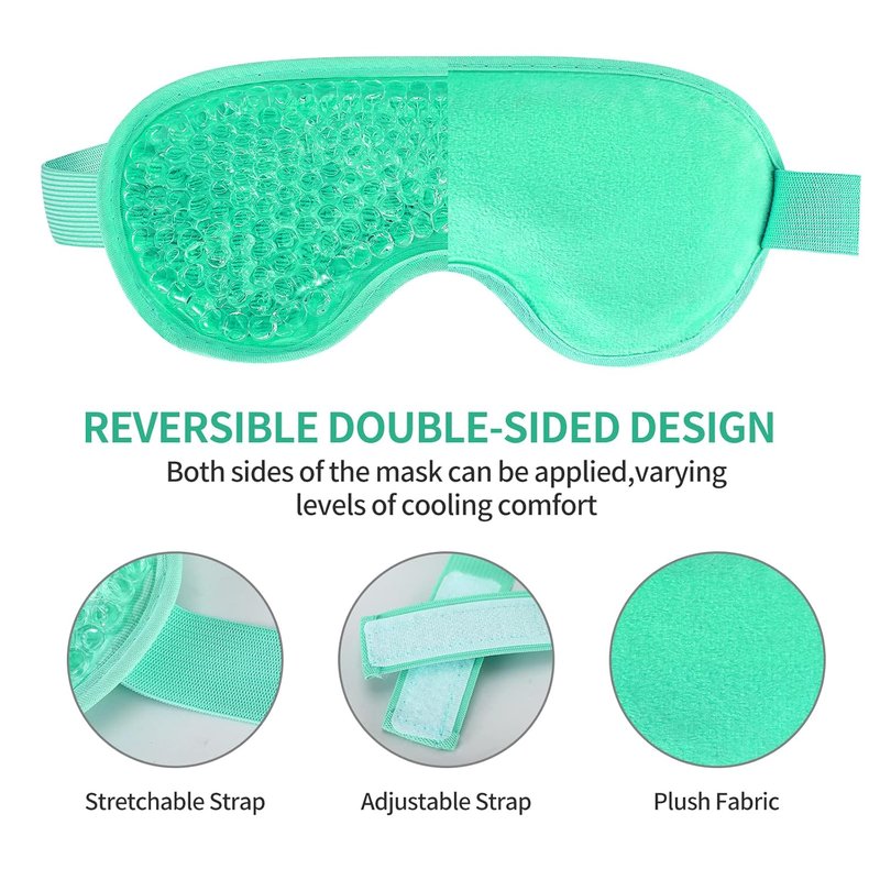 Gel Eye Mask - Reusable Cold Therapy Bead Mask for Puffiness, Dark Circles & Stress Relief | 2-Pack Green