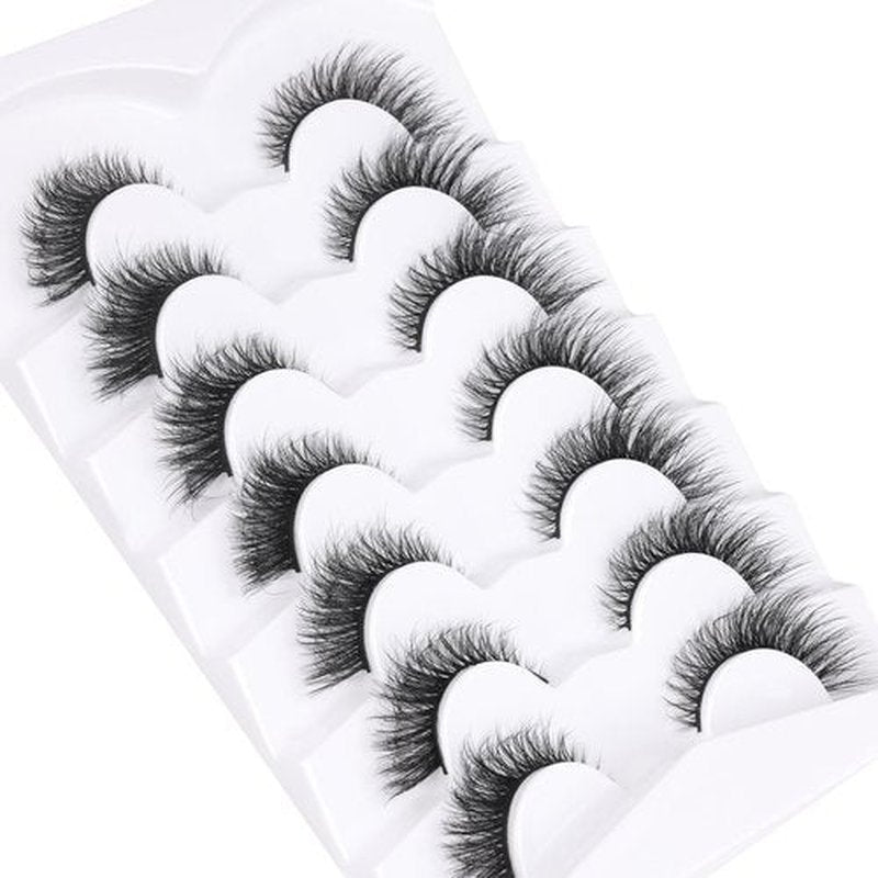 False Eyelashes Cat Eye Lashes Natural Fluffy Eyelashes Wispy Strip Lashes Mink Volume Fake Eyelashes 7 Pairs Natural Lashes Cat Eye ALICROWN