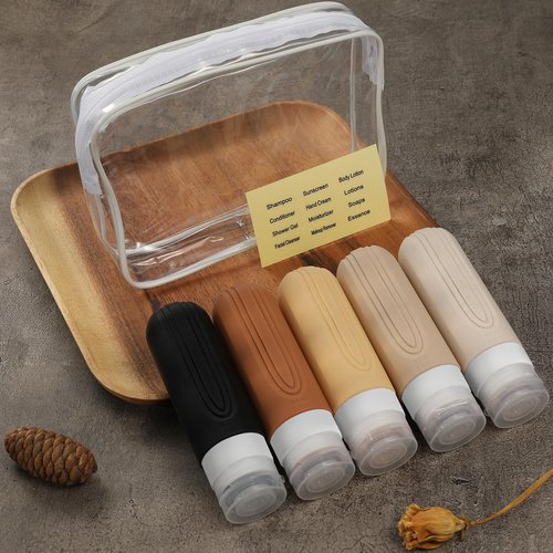 CHEODIN Travel Bottles for Toiletries, 5 Pack TSA Approved Travel Size Containers, 3oz Leak Proof Refillable Travel Accessories for Shampoo Conditioner, BPA Free Travel Bottles with Toiletry Bag