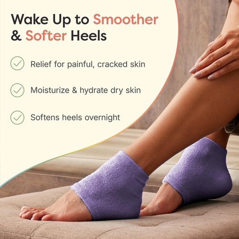 ZenToes Moisturizing Sleep Socks with Vitamin E, Olive Oil and Jojoba Seed Oil to Soften and Hydrate Dry Cracked Heels (Fuzzy Lilac Purple, Regular)