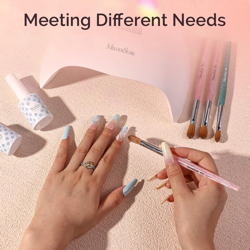 MelodySusie Kolinsky Acrylic Nail Brush,66% Kolinsky Hair Professional Nail Art Brush for Acrylic Application, Aurora Collection Fine Glitter Brush, Size 8