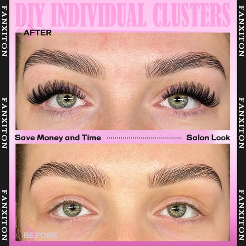 Eyelash Clusters Wispy Lash Clusters 40D+50D Lashes Clusters 400pcs D Curl Eye Lash Clusters Natural Cluster Eyelash Extensions 9-16mm Mix Individual Lashes for Beginners