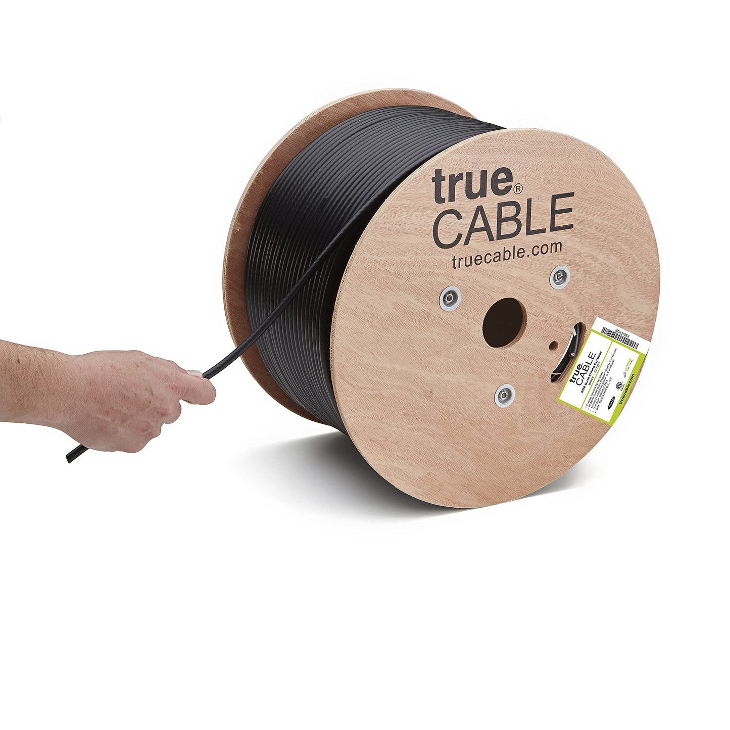 TRUECABLE RG6 Outdoor Dual Shield Bulk Coaxial Cable, 1000ft, Black, Direct Burial (CMX), 75 Ohm, 18 AWG Bare Copper Conductor, UV Resistant, 3GHz Sweep Tested