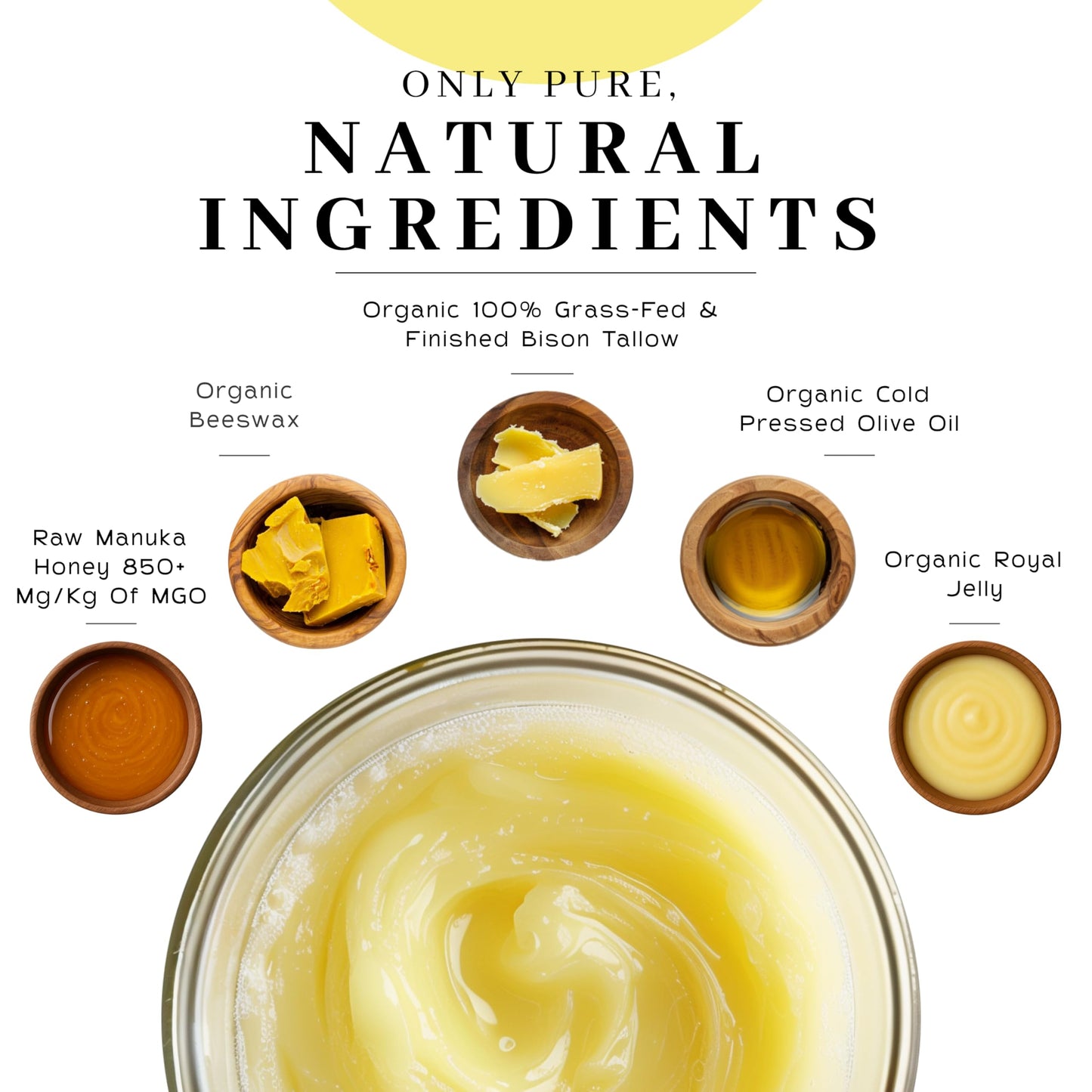 Vanman’s - Tiny Bison Tallow and Honey Balm - Unscented Grass-Fed/Finished Bison Tallow and Manuka Honey Cream with Royal Jelly - For Dry, Delicate Skin - 0.25 oz