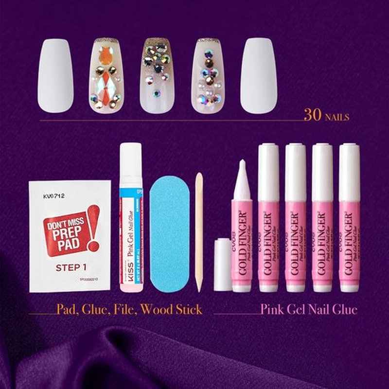 GoldFinger Premium False Nails Glue On Nails Press On Nails Glue Included (My Precious)