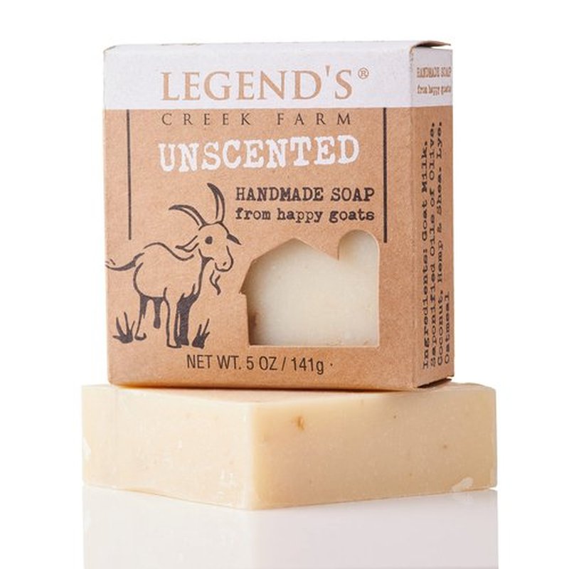 Legend’s Creek Farm Goat Milk Soap - Cleansing Moisturizing Soap Bar for Hands and Body - 5 Oz Creamy Lather, Nourishing, Gentle Natural Soap for Sensitive Skin, Handmade in USA (Unscented, Pack of 2)