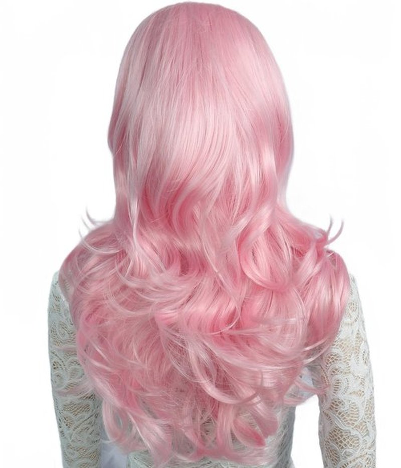 Linfairy Long Wavy Pink Wig Big Bouffant Beehive Wigs for Women fits 50s 80s Costume