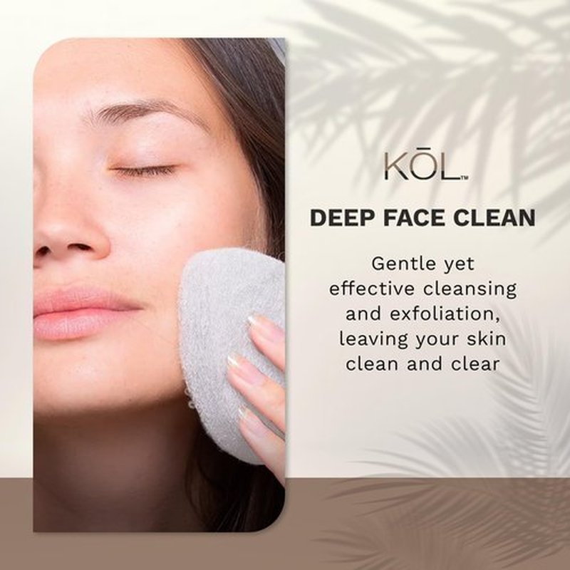 KOL Face Scrubber, Coconut Infused Exfoliating Facial Cleansing Pads, Disposable Exfoliator Face Sponge for Daily Face Cleaning and Makeup Removal, 6 Count