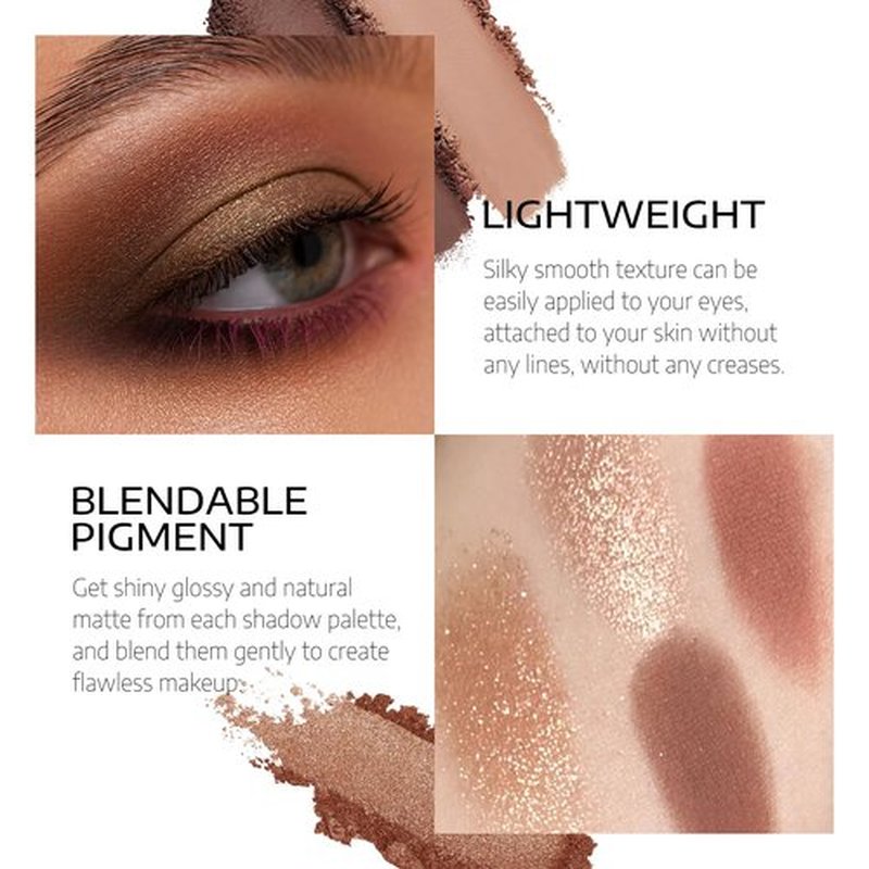 KYDA 5 Colors Eyeshadow Palette, Ultra-rich Matte Apricot Brown Shades, Glitter Pearl Gold Bronzer Eyeshadow, Blendable Lightweight Powder, High Pigment Nude Neutral Eyes Makeup, Shiny Apricot
