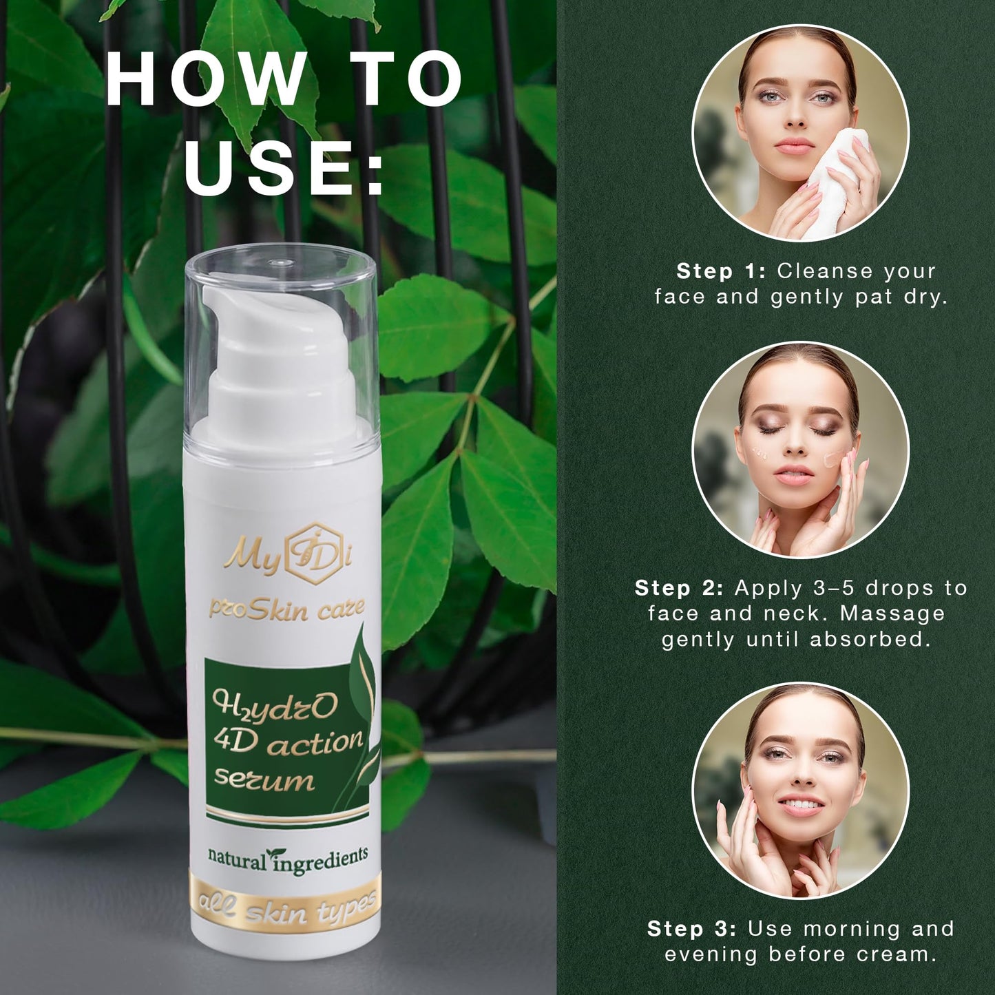 MyIDi HydrO 4D Hyaluronic Acid Serum for Face – 4 Molecular Weight HA Complex Targeting Multiple Skin Layers – Plumping, Hydrating Serum for Dry, Dull, Dehydrated Skin – Vegan – 1 fl oz